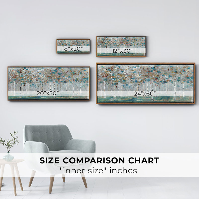 Teal Forest- Framed Canvas, 24" H x 60" W