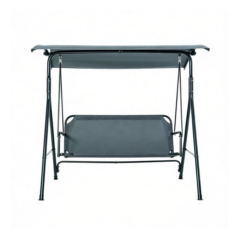 Gray 3-Seat Outdoor Patio Swing Chair with Steel Frame and Oxford Fabric