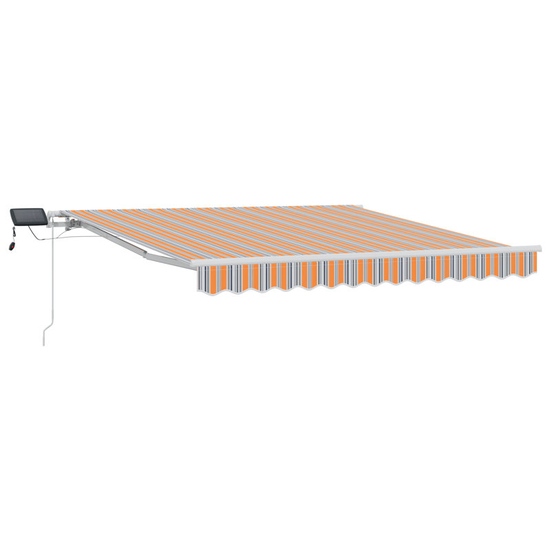 Brayden Studio Fabric Cover Retractable Patio Awning, Multicolour Striped, 350 cm W x 250 cm D