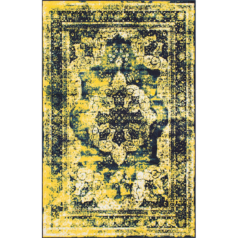 Tapis oriental jaune Oneita, Rectangle 3 pi 3 po x 5 pi 3 po
