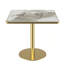 Table carrée bistro moderne tulipe 31,5 pouces avec plateau en faux marbre, facile à assembler, structure en métal robuste