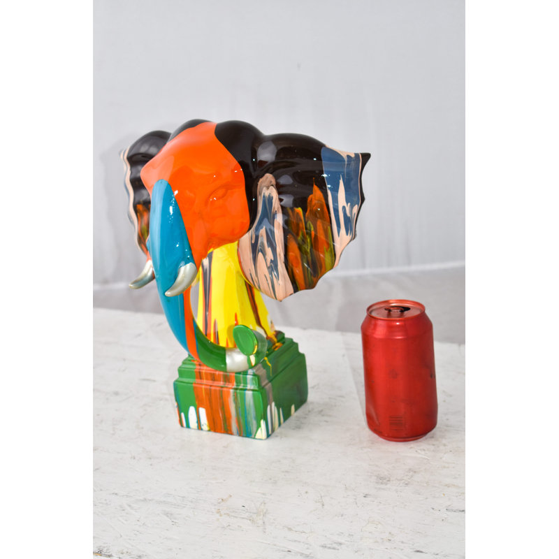 Ernestene Elephant Ears Modern Looking Multicolored Resin Statue Size: 11" x 7" x 11"H