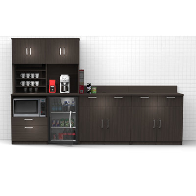 Buffet Sideboard Kitchen Break Room Lunch Coffee Kitchenette Cabinets 4 Pc Espresso – Factory Assembled (Furniture Items Purchase Only)