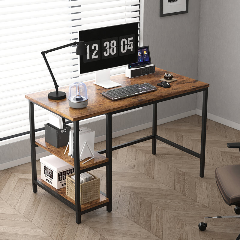 Addasyn Rectangle Computer Desk, 75cm H x 100cm W x 50cm D, Brown