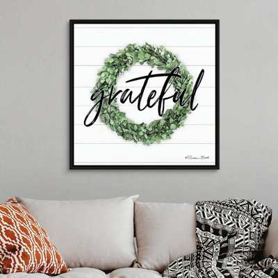 Reproduction d’art textuel sur toile « Grateful Boxwood couronne » par Susan Ball
