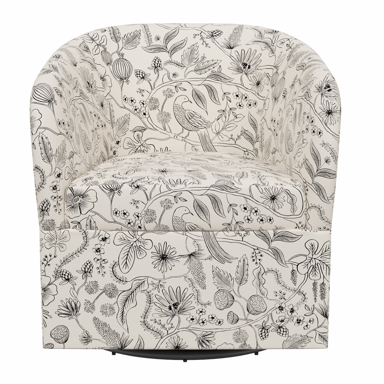 Pembroke Swivel Chair, Rpc Aviary Black & Cream Linen