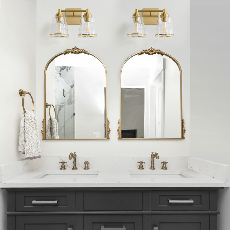 Éclairage de salle de bain à intensité variable pour salle de bain (disponible en quatre tailles), Doré, Clair, 2 lumières
