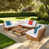 Teak Frame/White Cushion