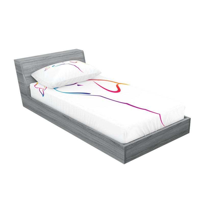 Multicolore drap-housse et coussin décoratif Ambesonne, Ensemble de draps pour lit simple TG + 2 taies d'o