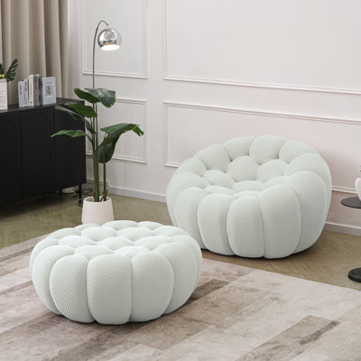 Cenie 48.43" Upholstered Club Accent Chair With Compression Ottoman, No Assembly Required