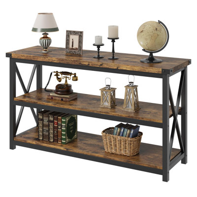 Long Console Table, 3-Tier Entryway Table with Storage Shelves, Rectangular Sofa Table for Entryway, Industrial Entry Table by Ebern Designs