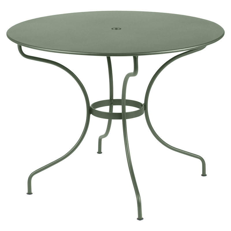 Opera+ Round Metal Outdoor Dining Table With Umbrella Hole , 38'' in. W 38'' in. D