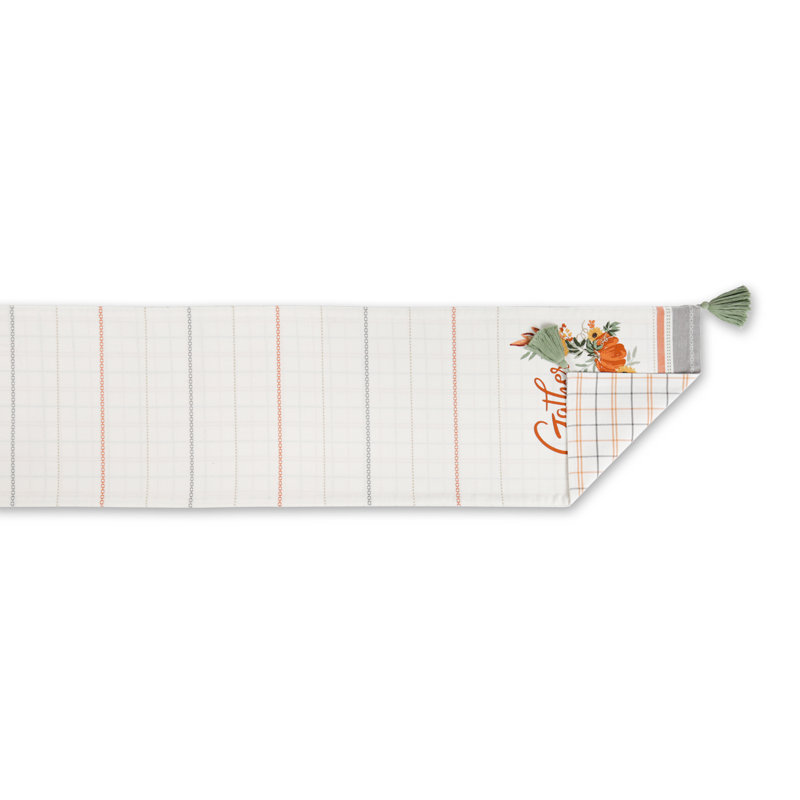 GATHER FALL SQUASH REVERSIBLE TABLE RUNNER 14X72