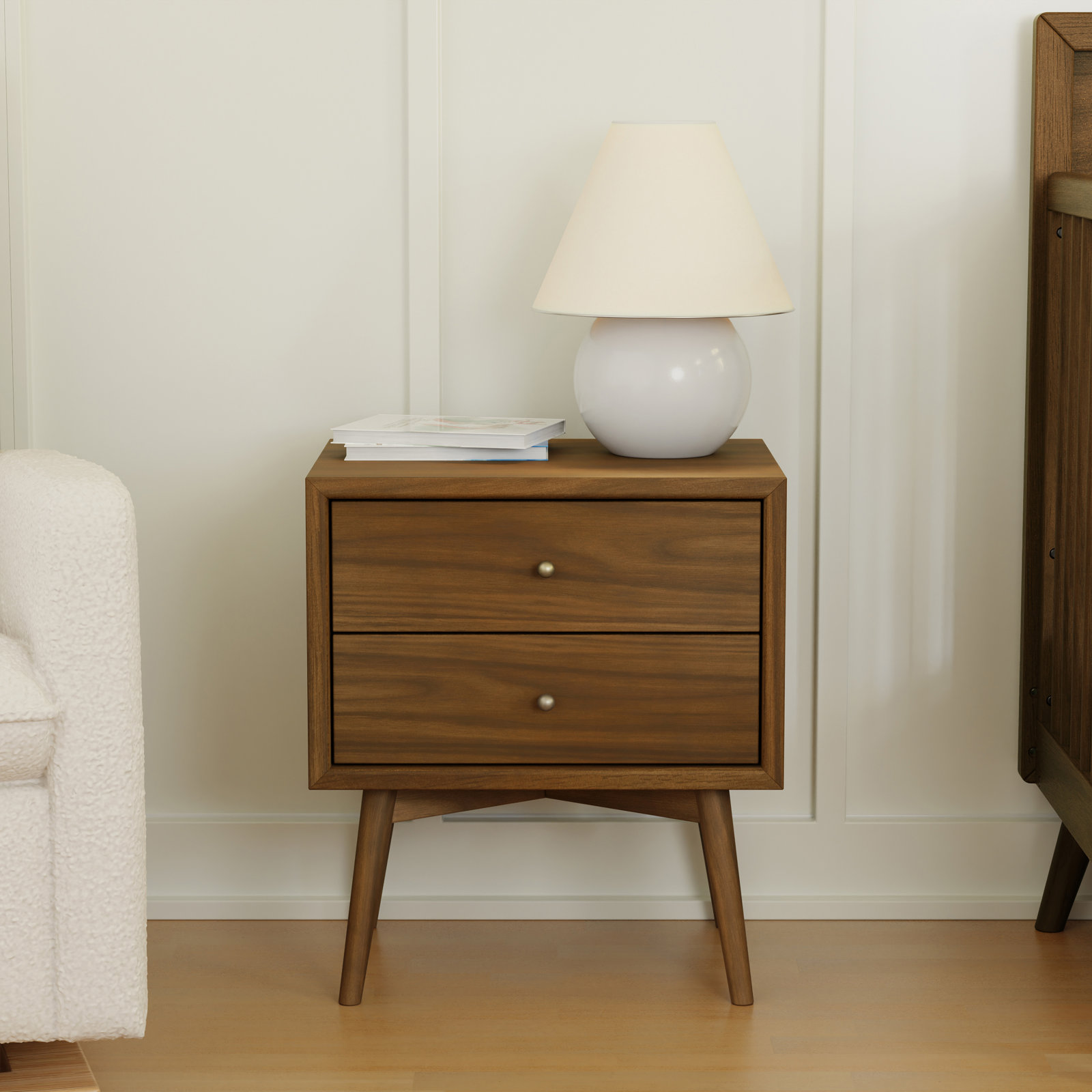 Palma Nightstand with USB Port, Natural Walnut