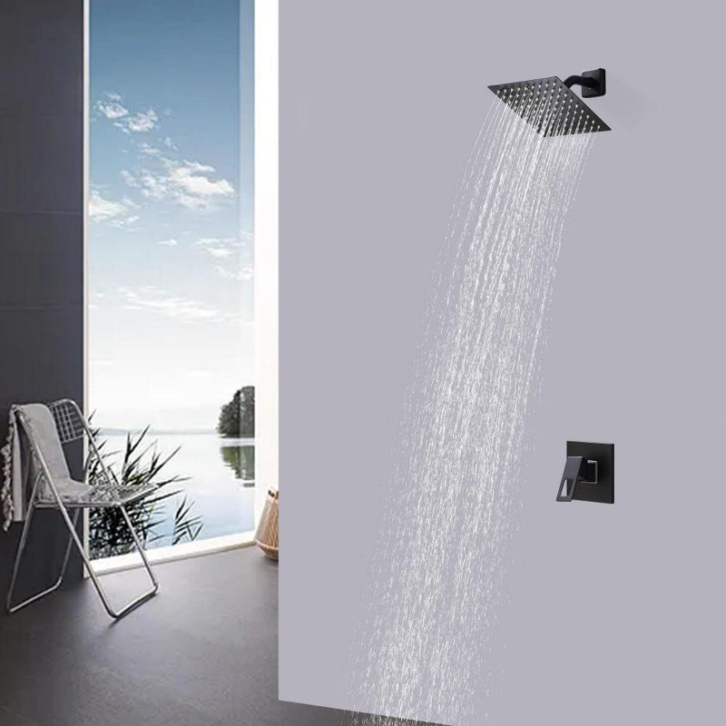 Robinet de douche avec valve brute, Noir mat