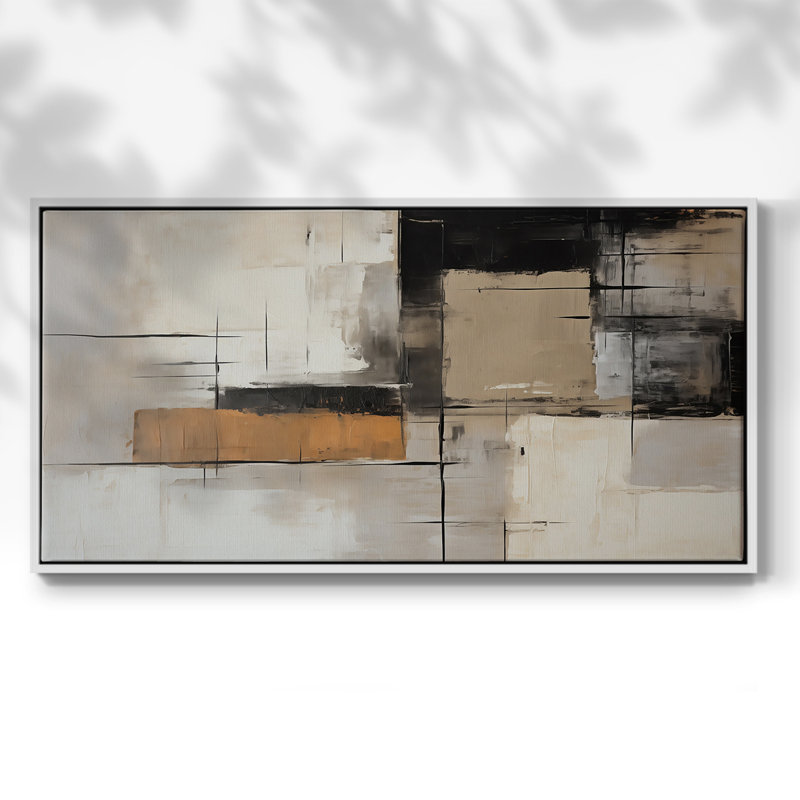 Abstrait, série CCL XXV, toile tendue avec châssis, prête à être accrochée, H 25 po x l 49 po, Blanc