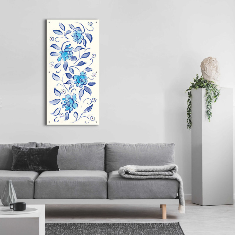 «Peacock Garden X» par Miranda Thomas, art mural en verre acrylique, 12 po x 24 po, H 48 po x l 24 po