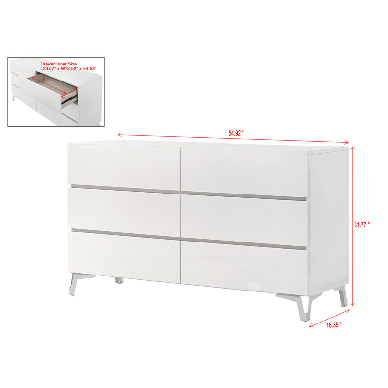 Commode 6 tiroirs 55 po La Rochelle