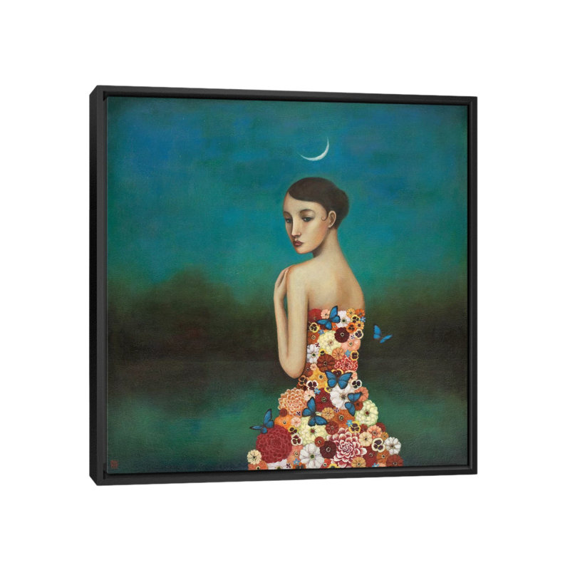 « reflective nature », impression carrée sur toile tendue, H 18 po x l 18 po x P 1,5 po, Toile avec cadre noir, Pas de tapis