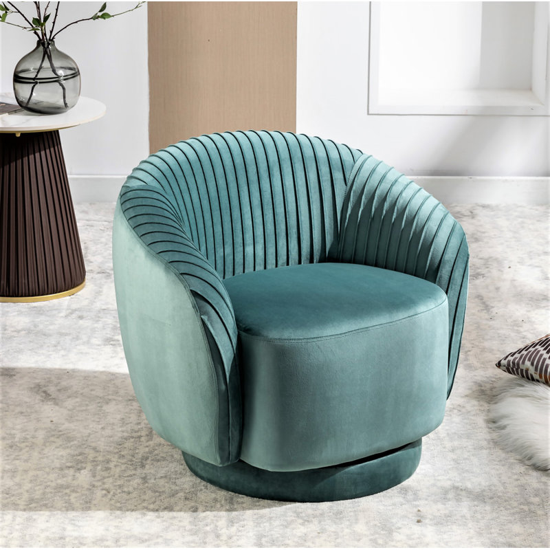 Milvo Velvet Swivel Barrel Chair, Mint Green Velvet