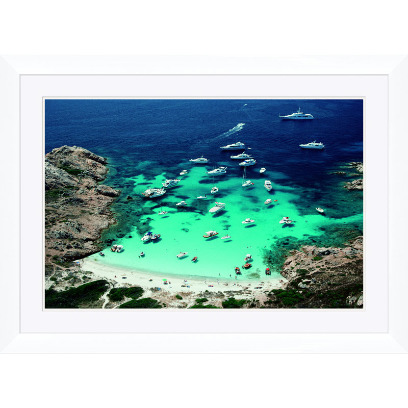 Porto Rotondo Print by Slim Aarons, White Single Picture Framed, 30" H x 41" W x 1.5" D