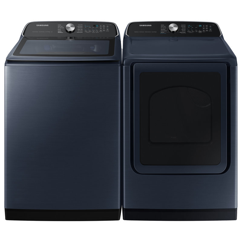 Samsung 5.4 cu. ft. Top Load Washer with 7.4 Cu. Ft. Dryer with Steam Santize+, White, Natural Gas