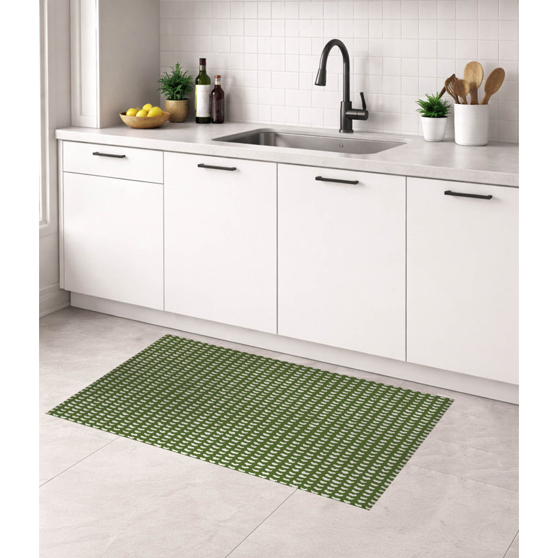 Tapis de cuisine à profil bas Gio, Rectangulaire 3 pi x 5 pi, Vert olive