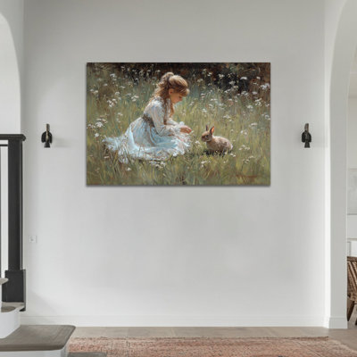  Art mural sur toile de lapin - Pâques, impressions de lapin rétro pour photos de printemps, charmantes œuvres d'art de lapin pour toile tendue encadrée, 20 po x 30 po