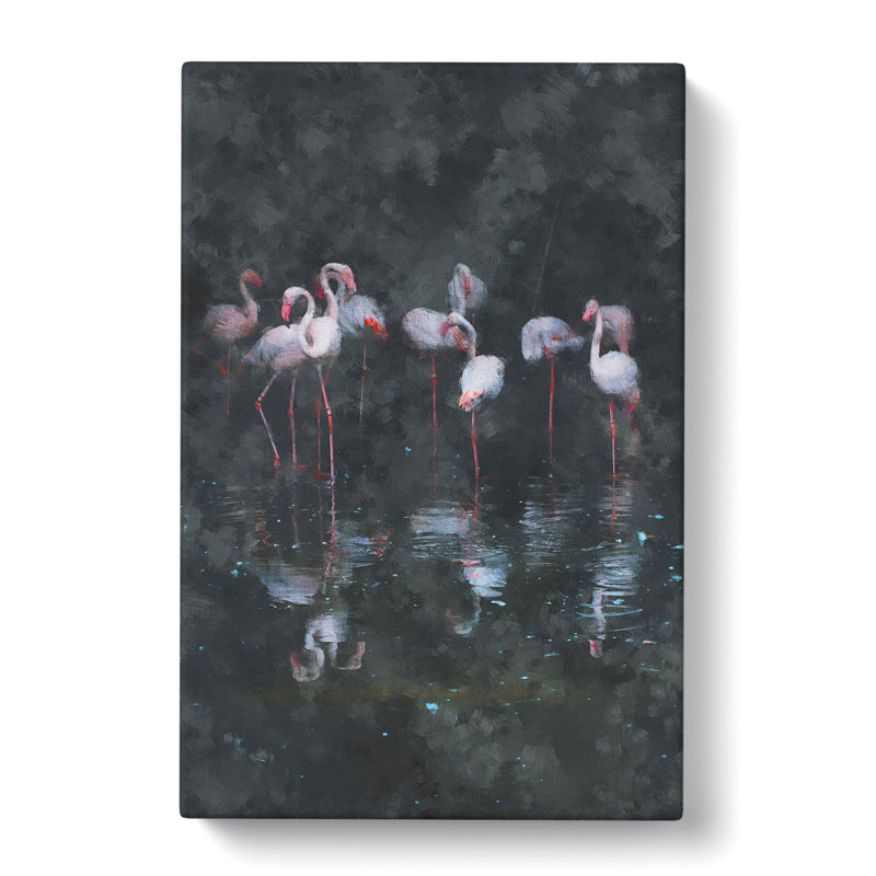 Reflection Of Flamingos - Wrapped Canvas Print, 76cm H x 50cm W x 3cm D