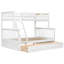 Lit simple superposé au dessus d'un lit double avec tiroirs de rangement, convertible en 2 lits, structure en bois massif avec garde-corps-838998313