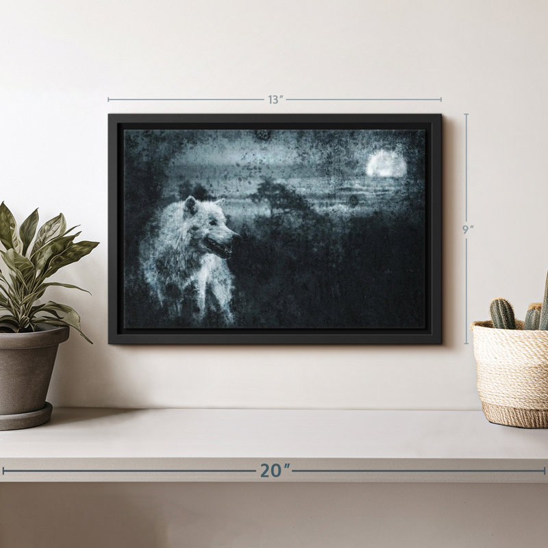 White Lone Wolf Canvas Print, 9" H x 13" W