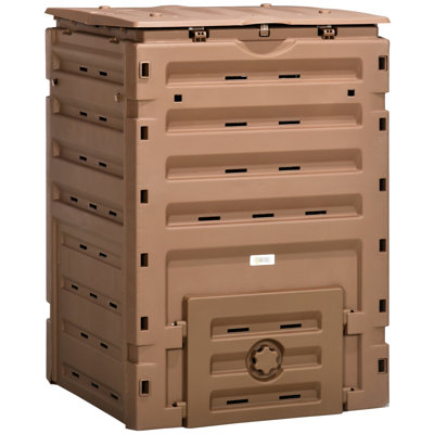 Bac à compost de 120 gallons, 80 fentes d'aération, 2 portes coulissantes, création rapide de terre pour les plantes, jardin léger et brun, portes d'aération pour augmenter rapidement la productivité du sol, solide,