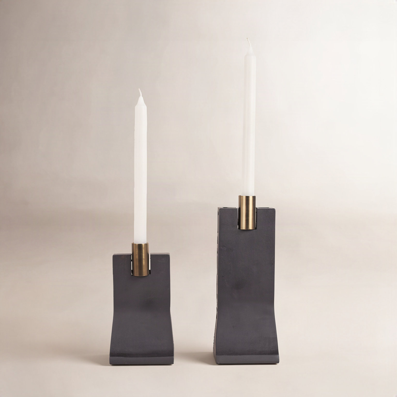 Soteria Metal Candlestick Holder, Black/Gold