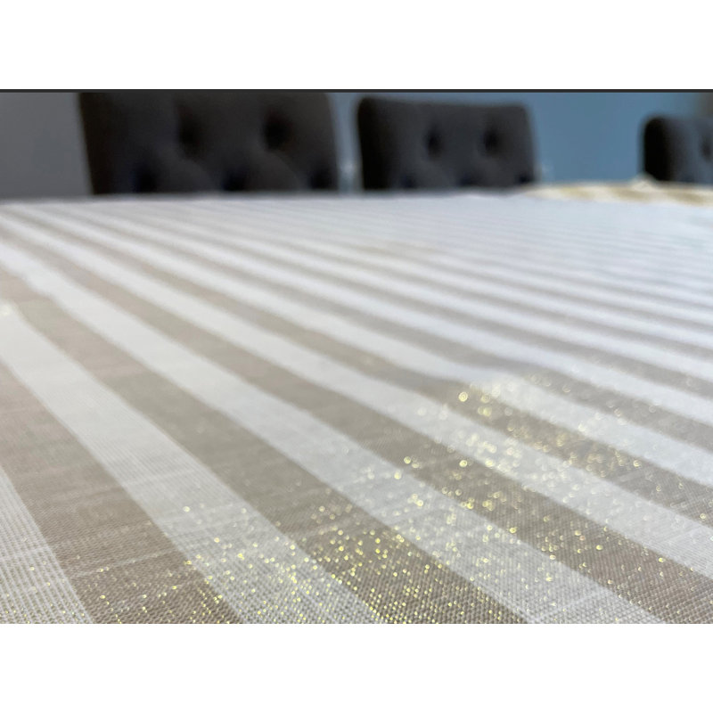 Dilana Striped Rectangle Tablecloth, Gold