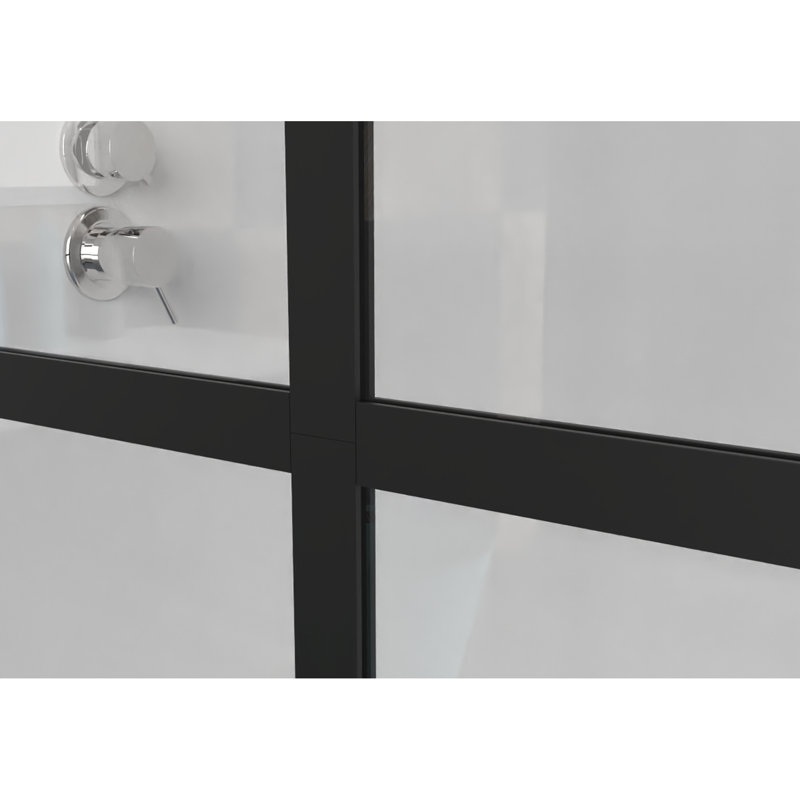 Porte de douche à l'italienne 34 po x 72 po, verre trempé noir, ensemble de fabrication robuste
