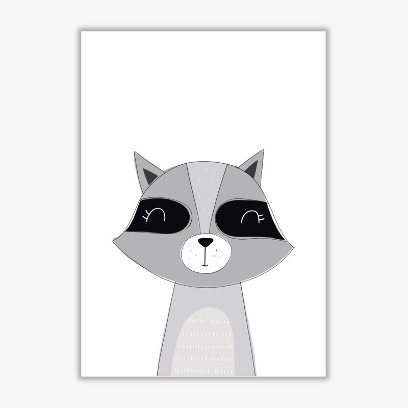 Scandi Raccoon - Painting, No Frame, 30 cm H x 21 cm W x 1 cm D