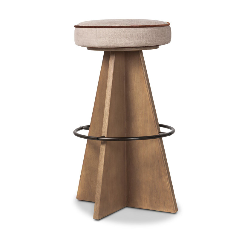 Vega Swivel Upholstered Stool with Solid Wood Frame, Bar Stool (31" Seat Height)