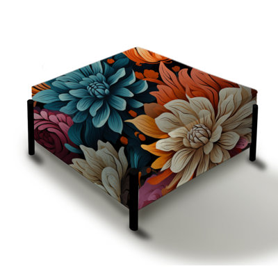 Colorful Poupart Vivid Flower Garden - Floral Large Square Ottoman