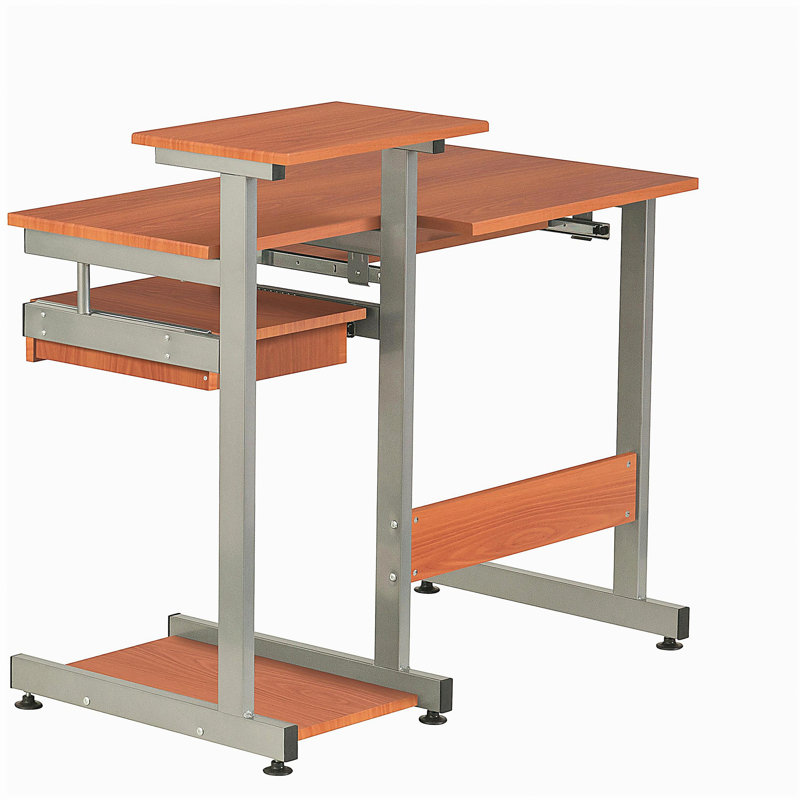 Complete computer work station desk, wood grain, Brown