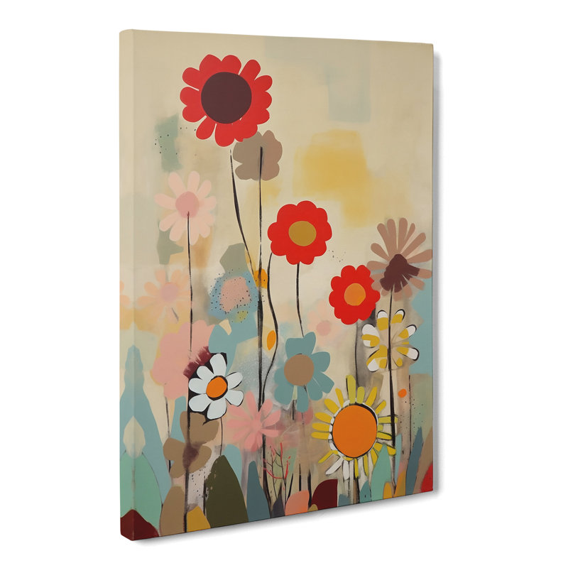 Mid Century Modern Flowers Vol.1 - Wrapped Canvas, 60cm H x 40cm W x 3cm D