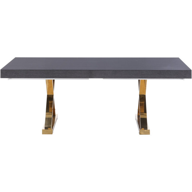 Table de salle à manger extensible Woolum, Doré, Gris