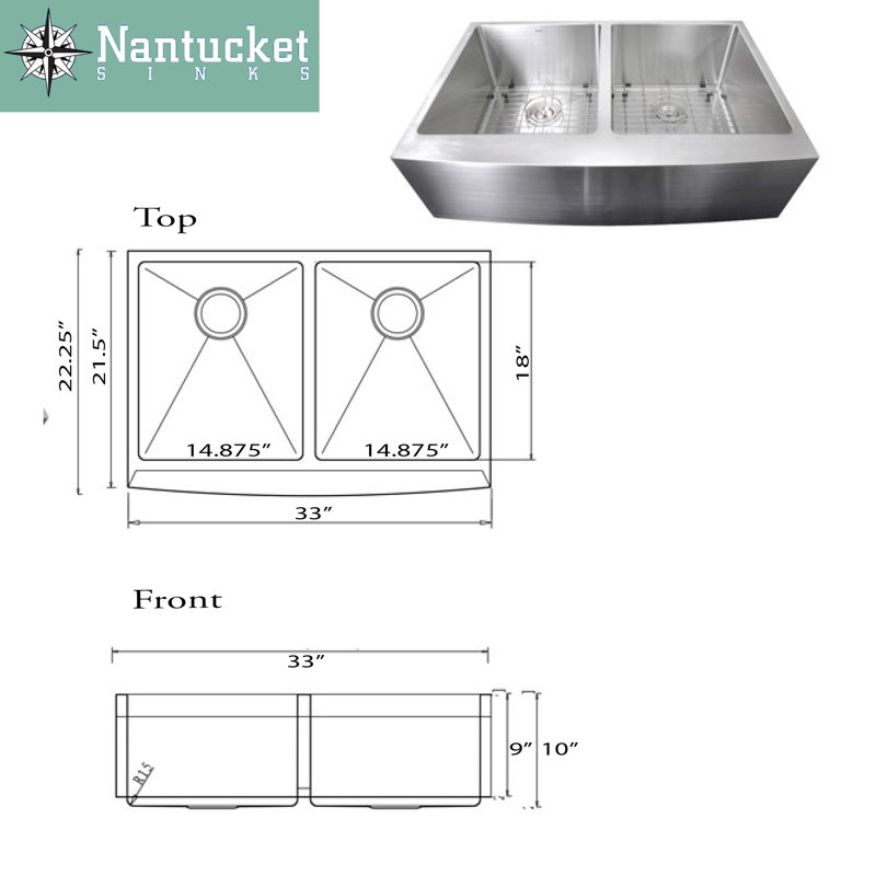 Pro Series 33 in. L Stainless Steel Farmhouse Double Basin Kitchen Sink