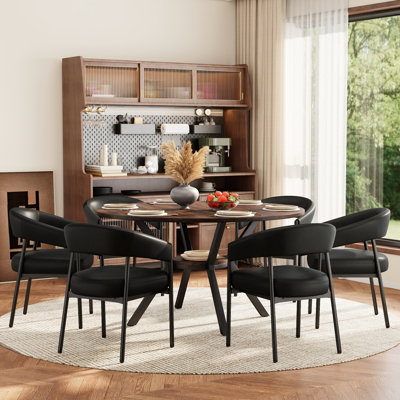 Ensemble de table de salle à manger moderne avec chaises rembourrées en similicuir