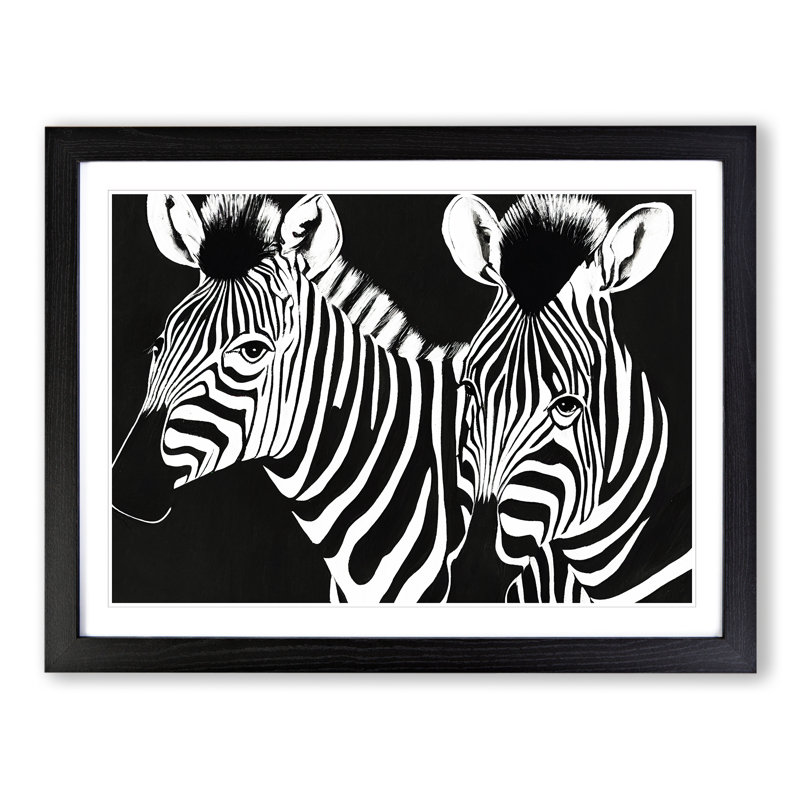 Two Zebras Vol.2 - Single Picture Frame Print, Black Framed, 34cm H x 46cm W x 2cm D