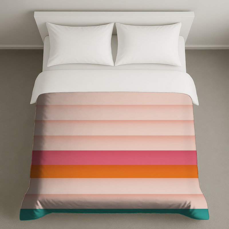 Housses de couette horizontales à rayures pastel, Lit simple
