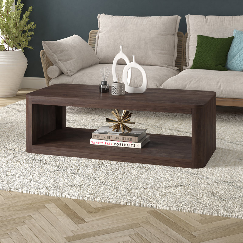 Kellan 47" Wide Rectangular Coffee Table in Grain, Brown