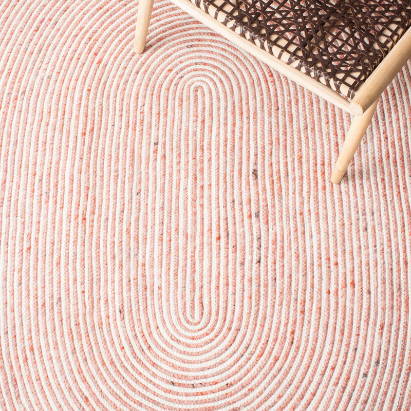 Mcbride Hand Woven Wool/Cotton Rug in Ivory/Red, Oval 5' x 7'