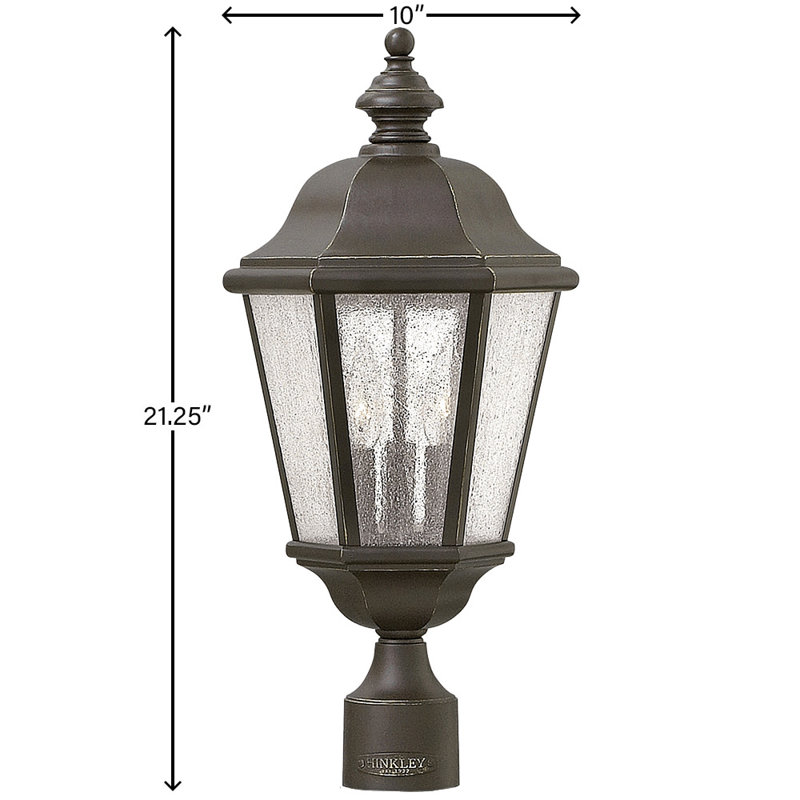 Edgewater 3-Light 21.25" Post Light, Oil Rubbed Bronze