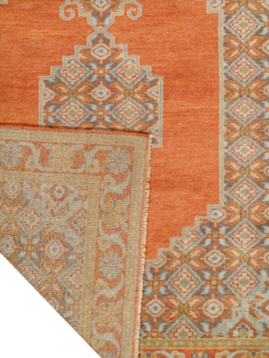 Tapis rouille en laine d'agneau de conception unique 9 pi 9 po x 8 pi Niyah