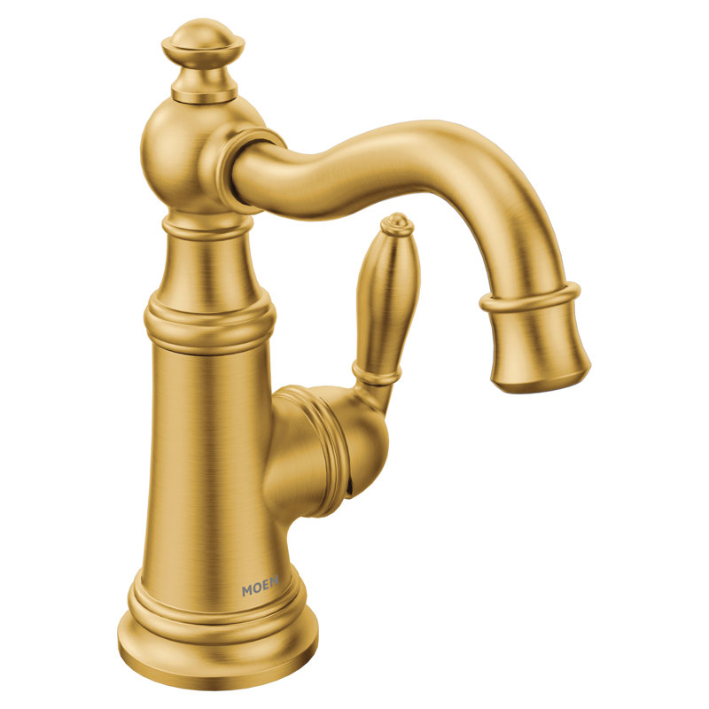 Weymouth Single Hole Bathroom Faucet With Drain Assembly, Brushed Gold